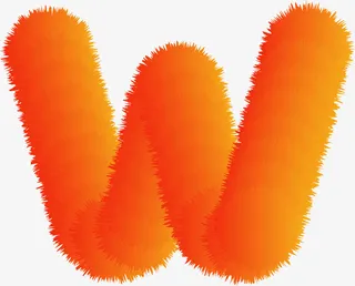 创意毛绒字母W免抠