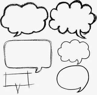 黑色简笔画设计回话气泡免抠