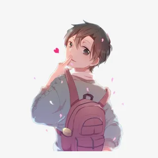 卡通浪漫花瓣男生飞吻插画免抠免抠