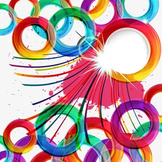 发光七彩圆圈背景装饰矢量图