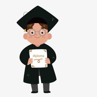 卡通穿博士服男生免抠