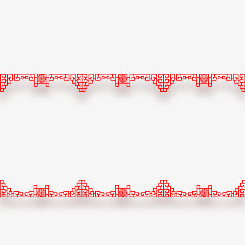 红色花架式装饰边框免抠