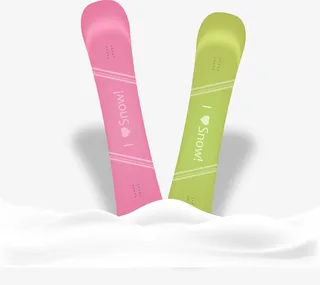 寒冷冬季多彩滑雪板免抠