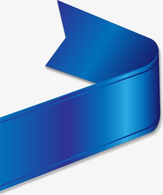 手绘蓝色丝带免抠