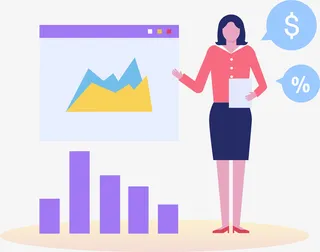 手绘卡通人物扁平化幻灯片数据分免抠