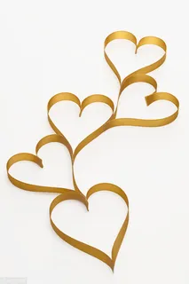 金色丝带爱心叶子免抠