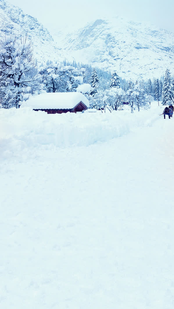 雪地里的房屋树林H5背景高清