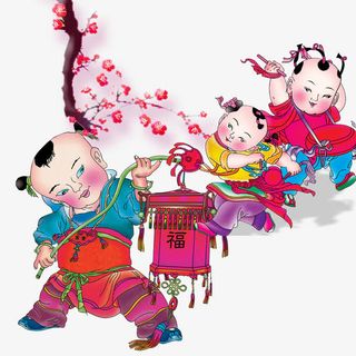 敲锣打鼓的福娃免抠