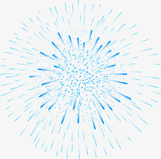 新年唯美蓝色烟花免抠