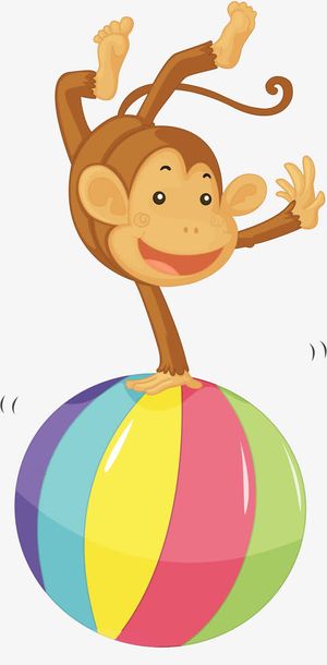 倒立的卡通猴子免抠