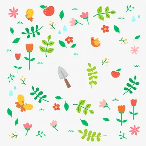 清新春天植物设计矢量图免抠