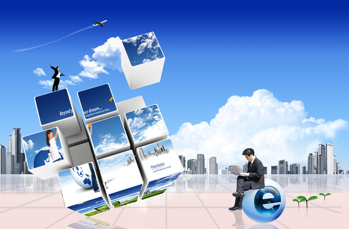 商务科技魔方背景素材高清