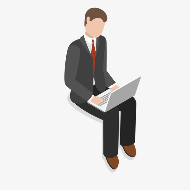 坐着办公的商务人士免抠