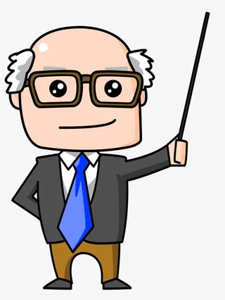 卡通秃头老头教授老师免抠