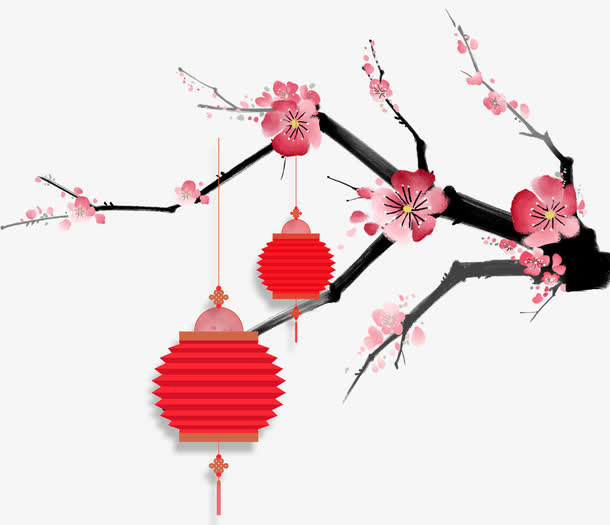 梅花与灯笼免抠