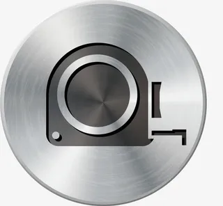 圆形银色拉丝卷尺图标免抠