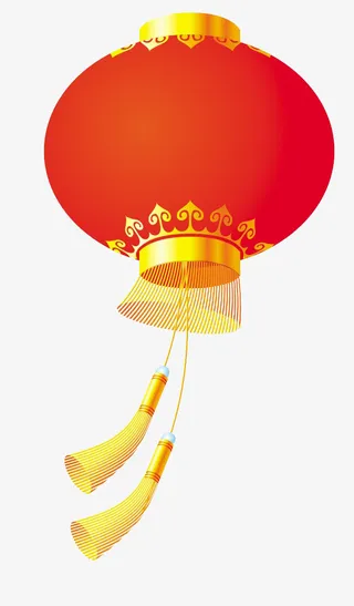 红色灯笼金色元素免抠