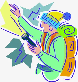 手绘卡通人喷雾素材免抠