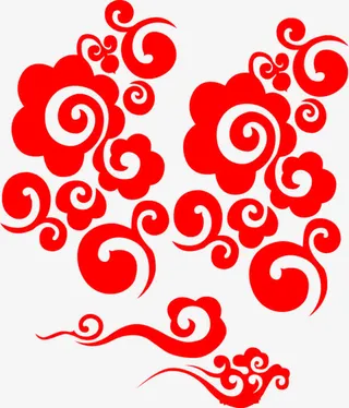 红色祥云花纹免抠
