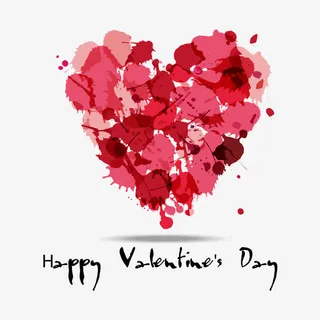 矢量水彩泼墨情人节心形手绘免抠