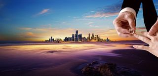 大气唯美夕阳戒指高端地产海报背景素材高清