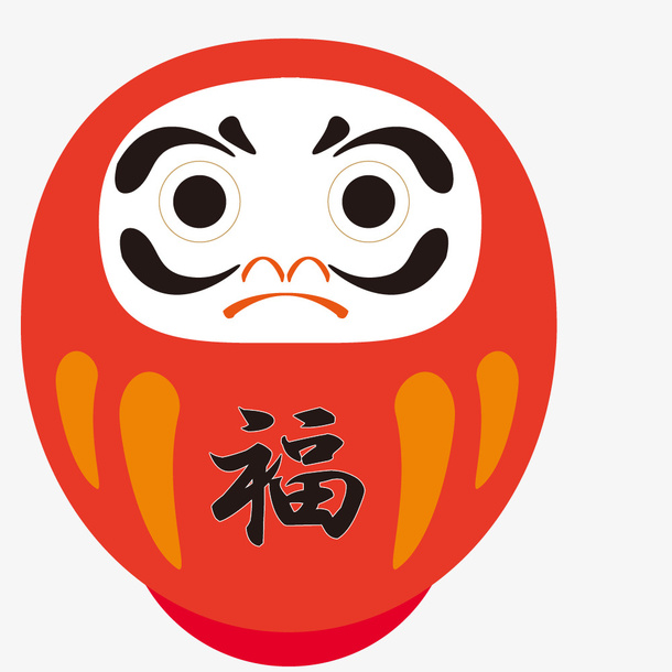 红色手绘的不倒翁免抠