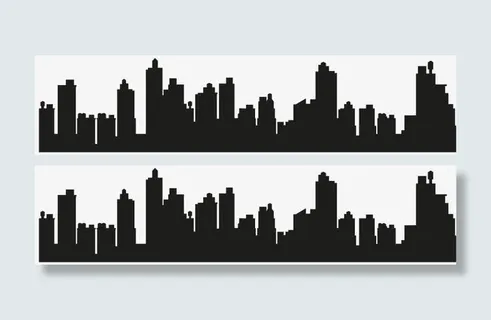 城市楼群剪影矢量素材免抠