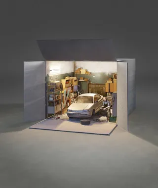 灰色简约车库模型免抠