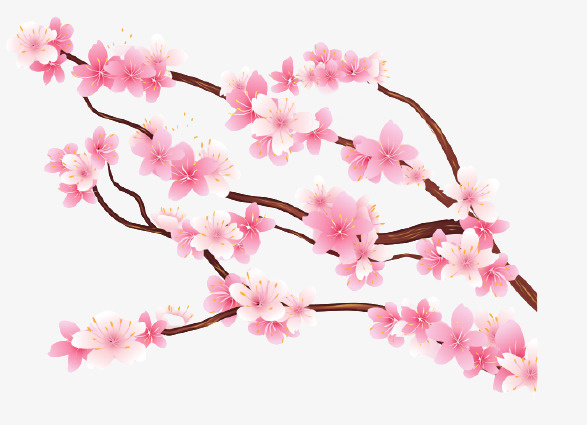 中国风水墨樱花元素免抠