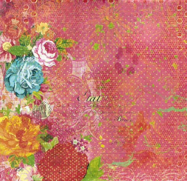 红色纸张手绘花朵背景