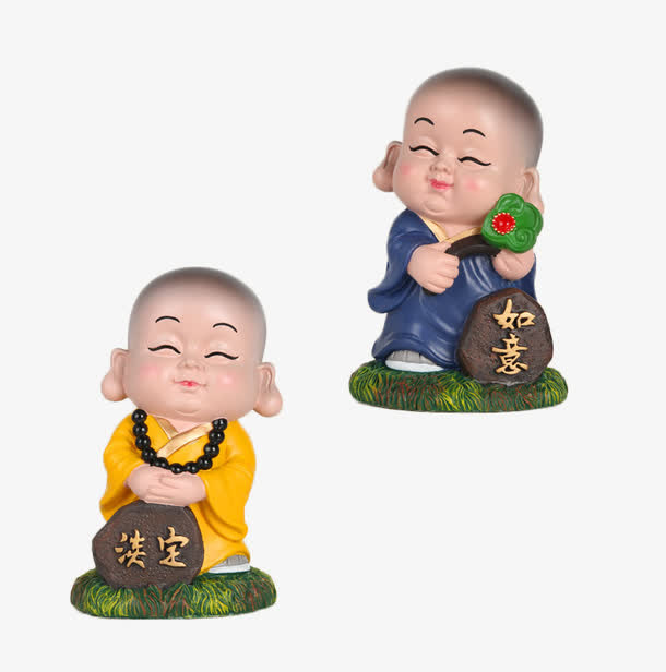 小和尚摆件如意淡定免抠