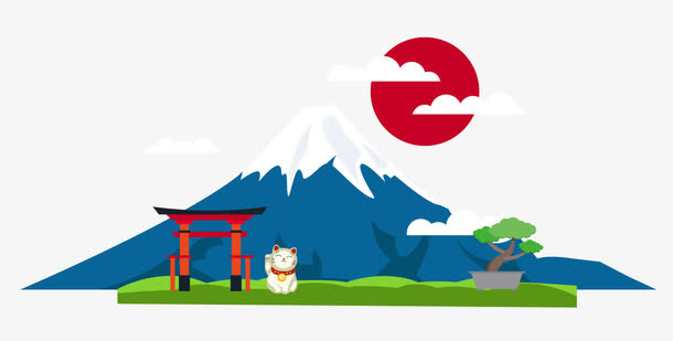 卡通富士山矢量免抠