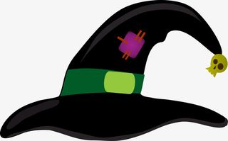 黑色卡通巫师帽免抠