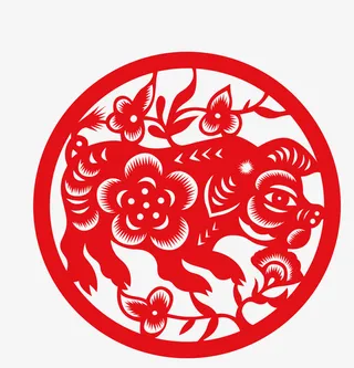 新年喜庆十二生肖剪纸装饰窗花设免抠