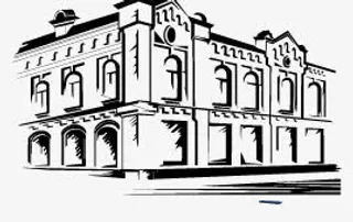 城市咖啡小镇剪影免抠