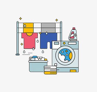 可爱晒衣服滚筒洗衣机免抠