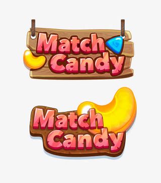 沙滩糖果卡通粉色字母match candy免抠