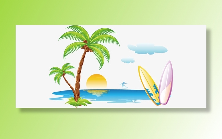 夏天的海滩椰树免抠