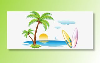 夏天的海滩椰树免抠