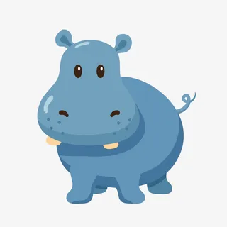 蓝色河马动物矢量图免抠
