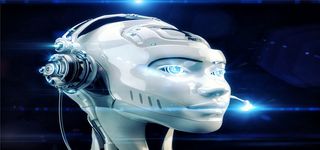 戴耳机的机器人科技背景高清