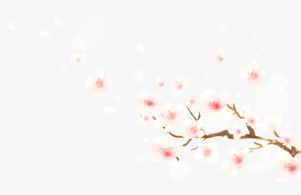 古风粉色手绘桃花免抠