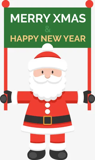 手绘举着牌子的圣诞老人免抠