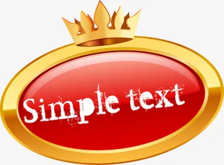 手绘红底金边椭圆图案免抠