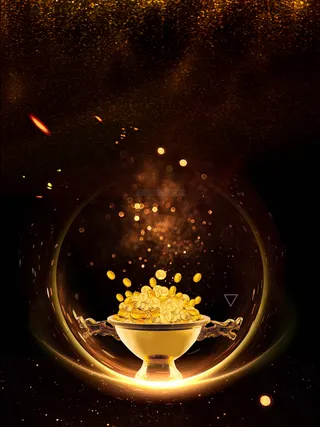 黑色质感创意金币招商投资海报背景高清