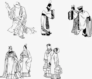 古代著名人物矢量图免抠