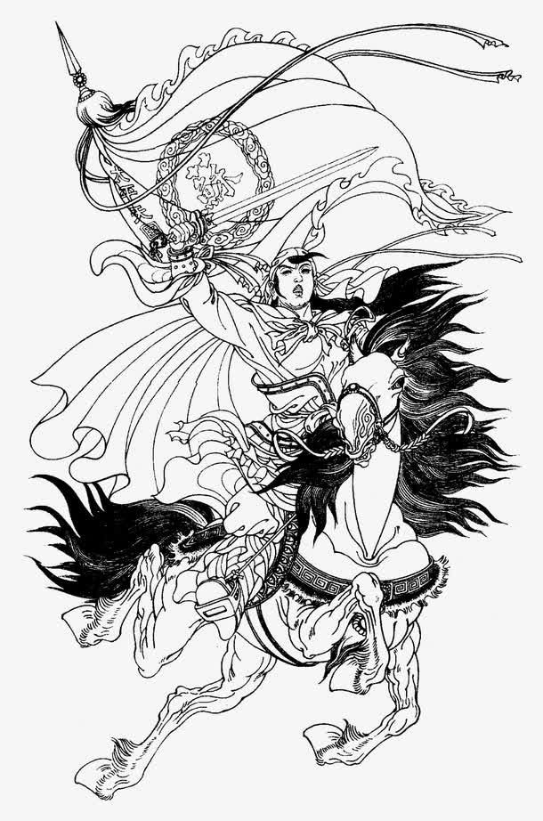 线描古代打仗免抠
