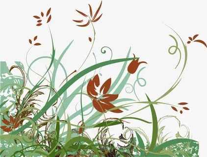 潮流花朵树枝免抠