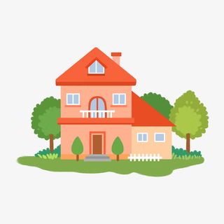粉色的乡村小别墅免抠