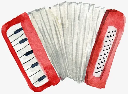 手绘水彩风电子琴免抠